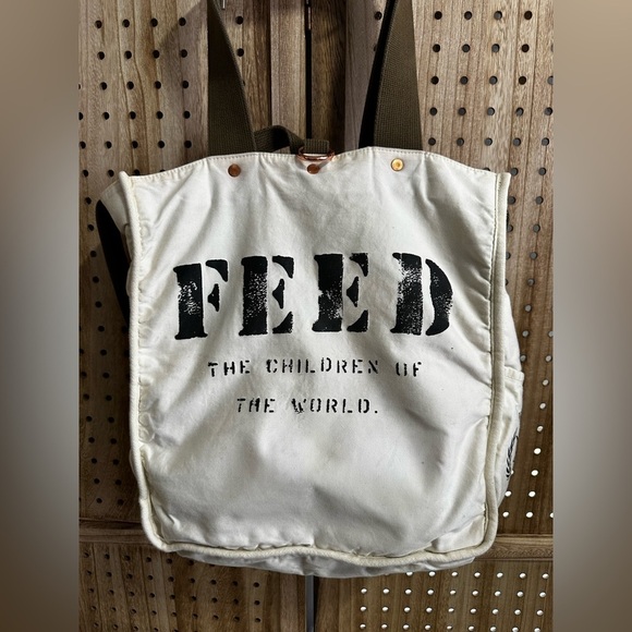 FEED Burlap Reversible Save the Children of the World Tan Tote Travel Beach Bag - Picture 5 of 10